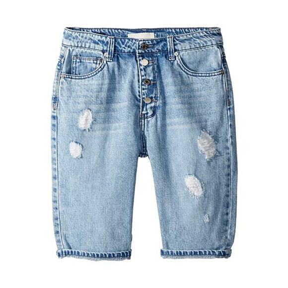 Habitual Kids Girls' Light Stone Distressed Anita Bermuda Denim Shorts Size 7-8 - Picture 1 of 7